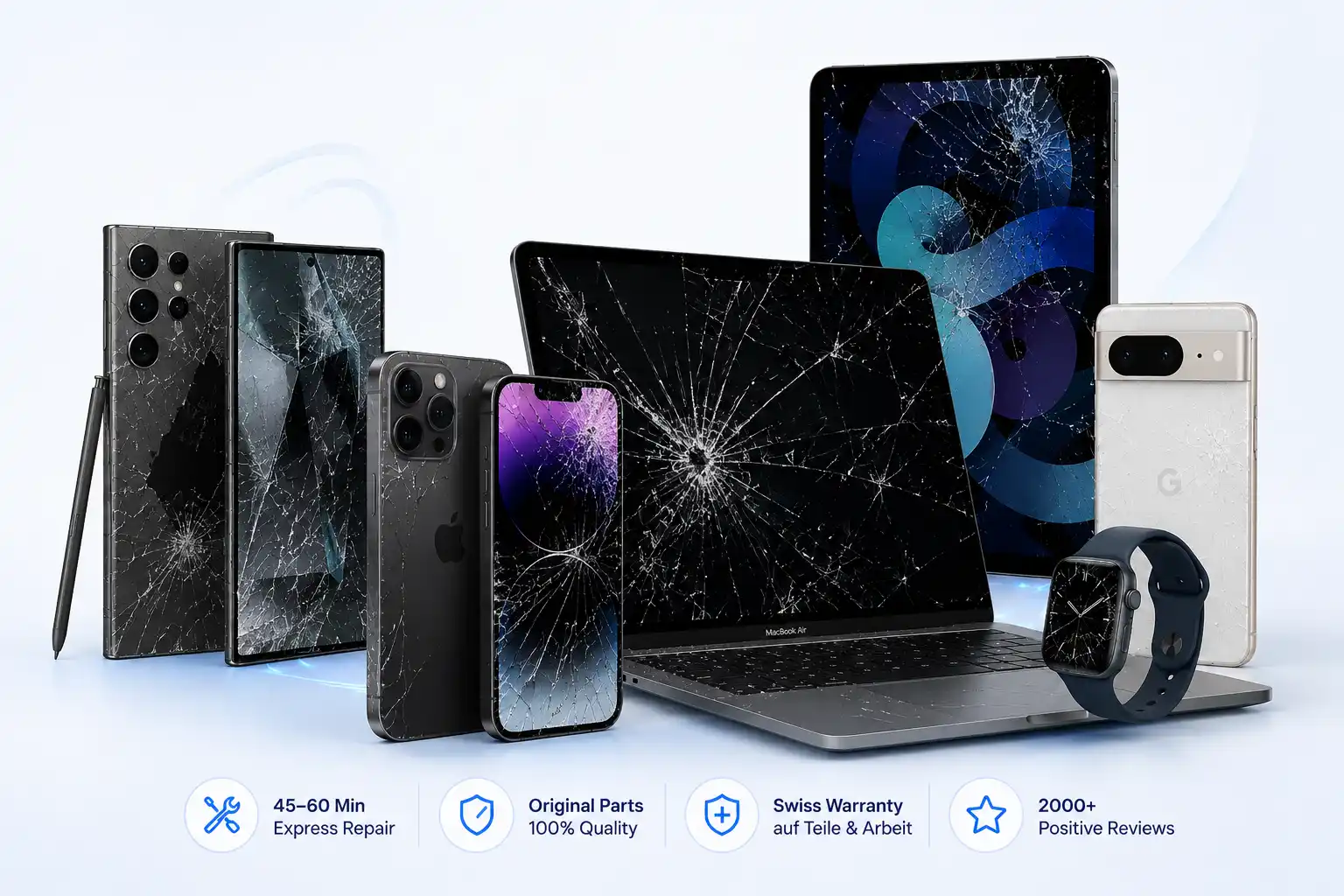 iPhone, iPad, MacBook, Samsung, Google Pixel Reparatur in der Schweiz - RepairAndShop